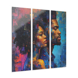 Celebrating African American Culture: Triptych Unique Wall Art 12" x 36" (Vertical) 0.25''