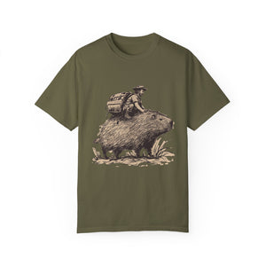 Capybara Rodent Print Funny T Shirt | Quirky Tee Design Sage Unisex